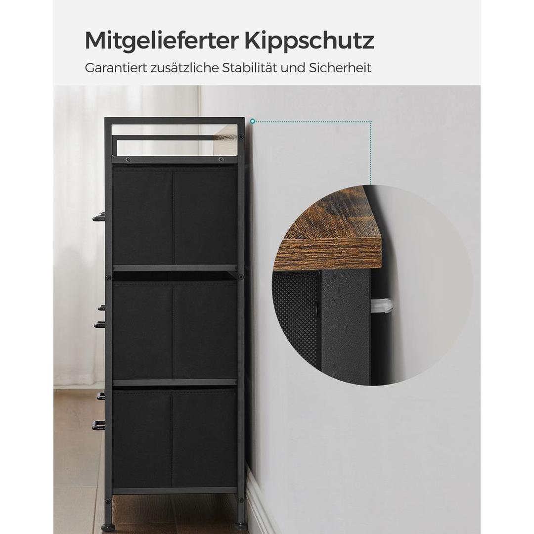 Industriële Ladekast met 7 Stoffen Lades – Lichtgewicht Opbergmeubel voor Slaapkamer, Hal of Kantoor