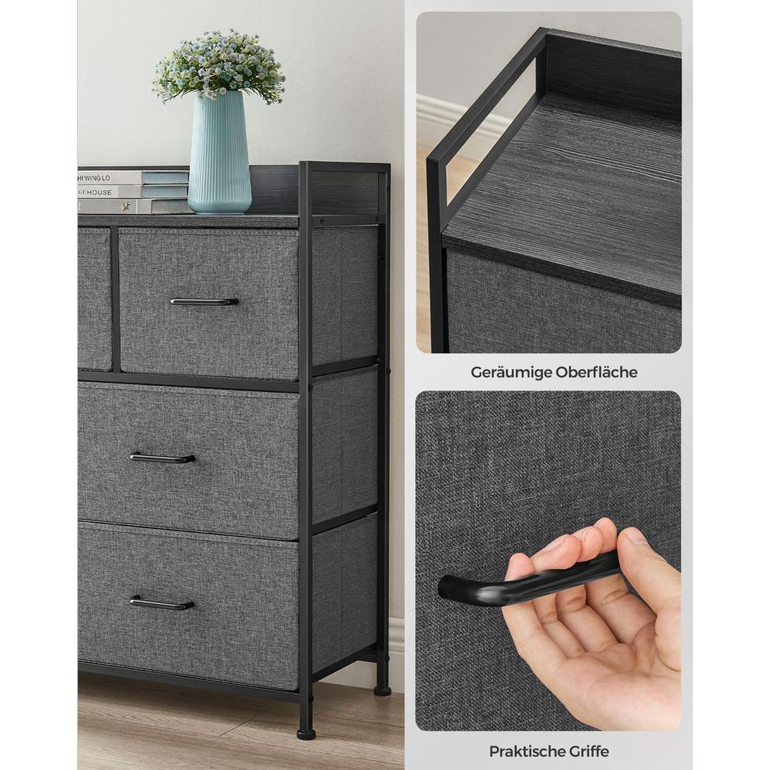 Industriële Ladekast met 7 Stoffen Lades – Lichtgewicht Opbergmeubel voor Slaapkamer, Hal of Kantoor