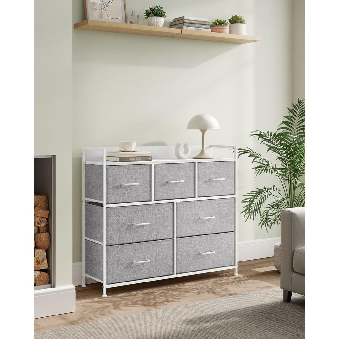 Industriële Ladekast met 7 Stoffen Lades – Lichtgewicht Opbergmeubel voor Slaapkamer, Hal of Kantoor