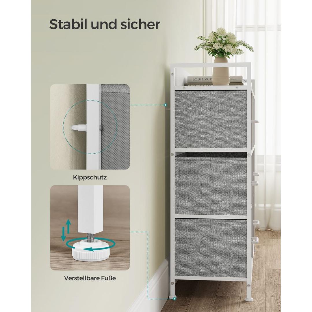 Industriële Ladekast met 7 Stoffen Lades – Lichtgewicht Opbergmeubel voor Slaapkamer, Hal of Kantoor