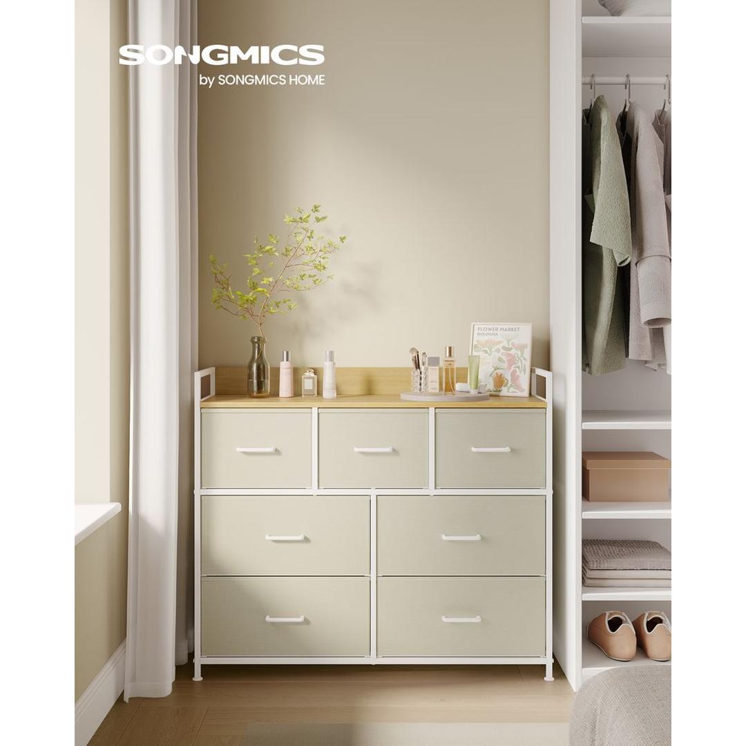 Industriële Ladekast met 7 Stoffen Lades – Lichtgewicht Opbergmeubel voor Slaapkamer, Hal of Kantoor