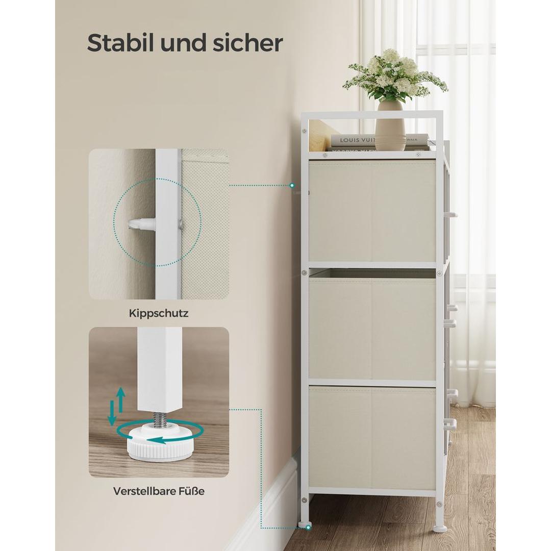 Industriële Ladekast met 7 Stoffen Lades – Lichtgewicht Opbergmeubel voor Slaapkamer, Hal of Kantoor