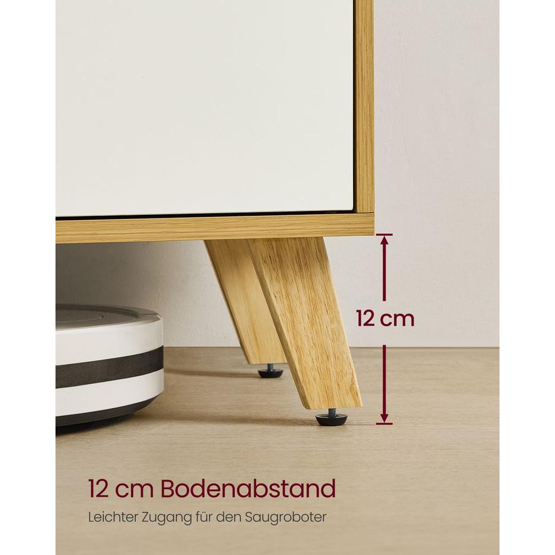 Houten TV-Meubel met 2 Deuren – Industriële Lage TV-Kast voor Woonkamer en Media-opslag