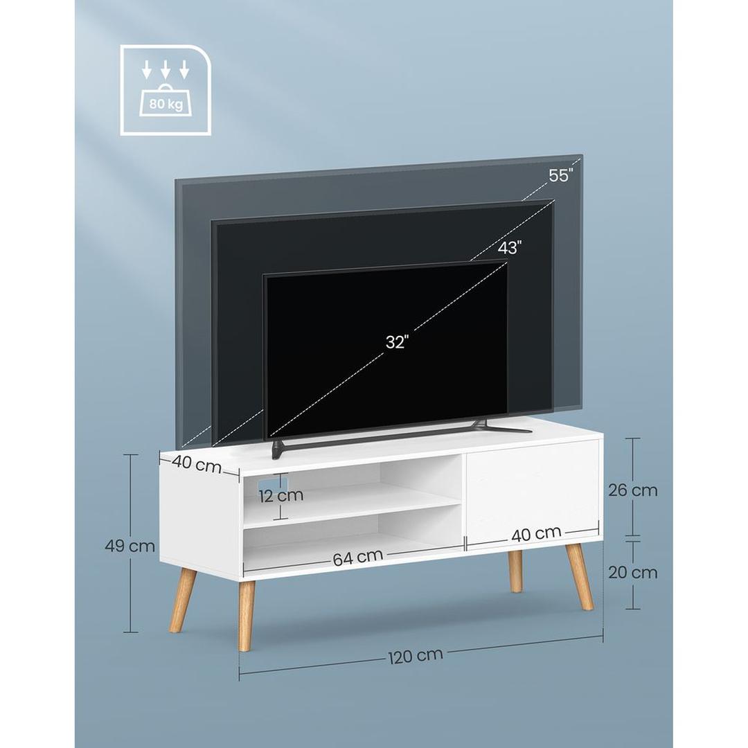 TV-Meubel met 1 Deur – 120 × 40 × 49 cm – Compacte Lage Opbergkast voor Woonkamer en Media-apparatuur