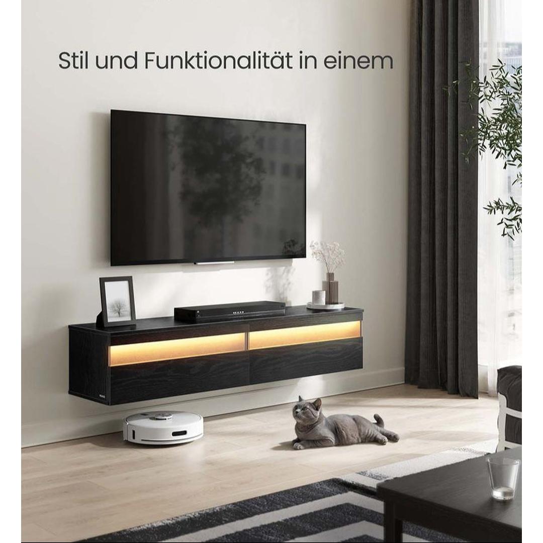 Zwevend TV-Meubel met LED-Verlichting en Oplaadstation – Wandgemonteerde TV-Kast met Inclusief Montage