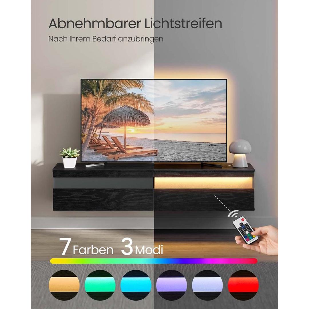 Zwevend TV-Meubel met LED-Verlichting en Oplaadstation – Wandgemonteerde TV-Kast met Inclusief Montage