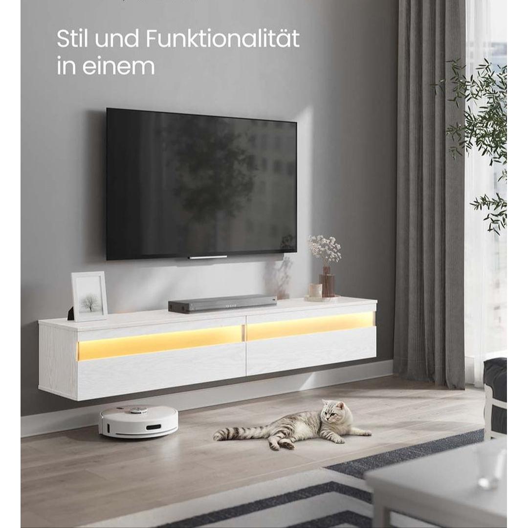 Zwevend TV-Meubel met LED-Verlichting en Oplaadstation – Wandgemonteerde TV-Kast met Inclusief Montage