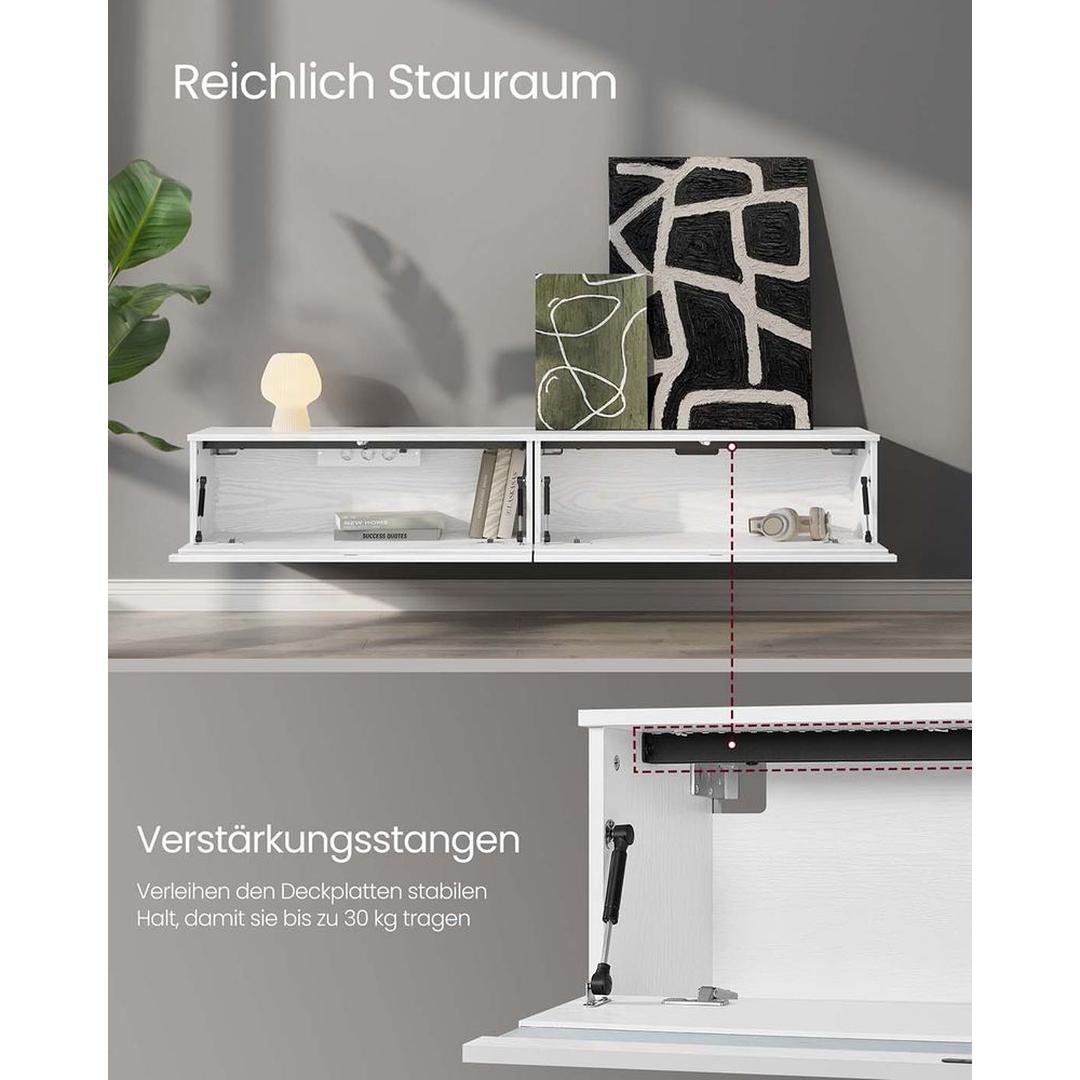 Zwevend TV-Meubel met LED-Verlichting en Oplaadstation – Wandgemonteerde TV-Kast met Inclusief Montage