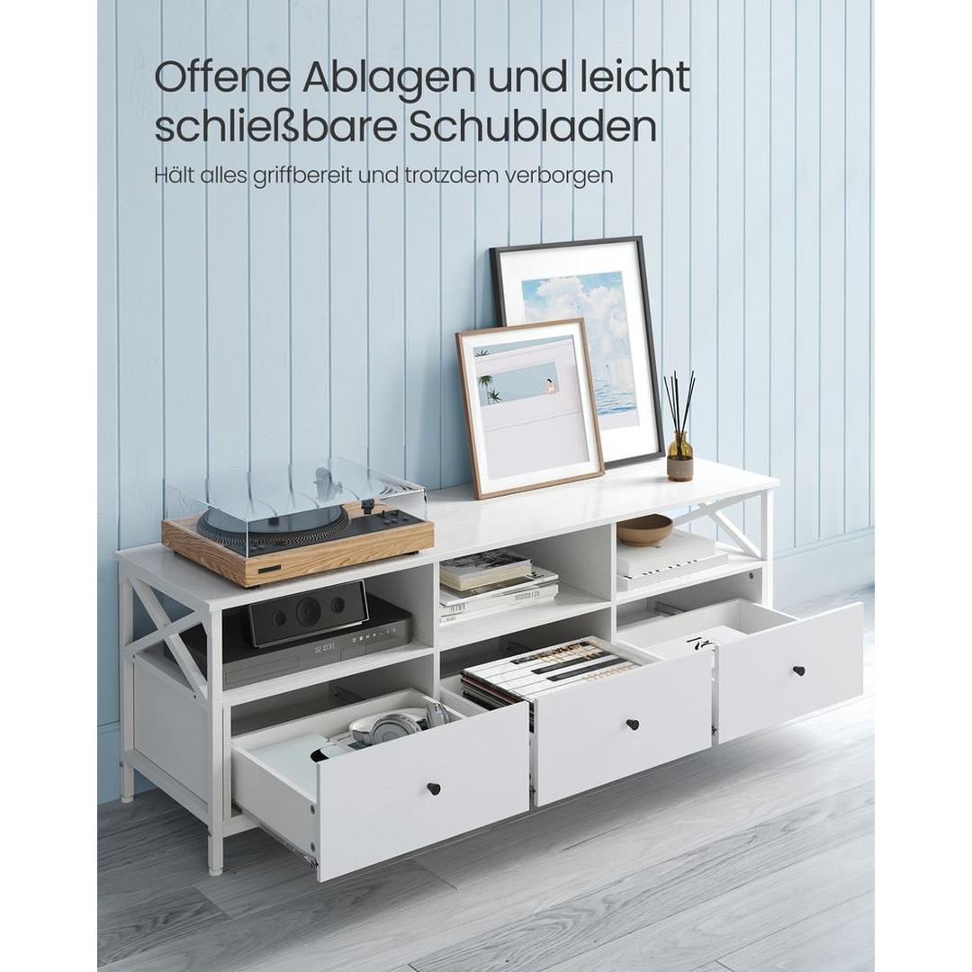 TV-Meubel in Industriële Stijl met 3 Lades – Lage Opbergkast voor Woonkamer en Entertainment