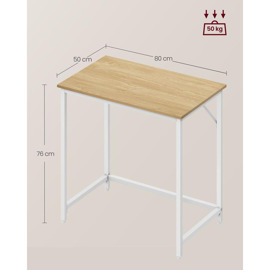 Compact Bureau met Metalen Frame – 50 × 80 × 76 cm – Stevig Werkblad voor Thuiswerk en Studie