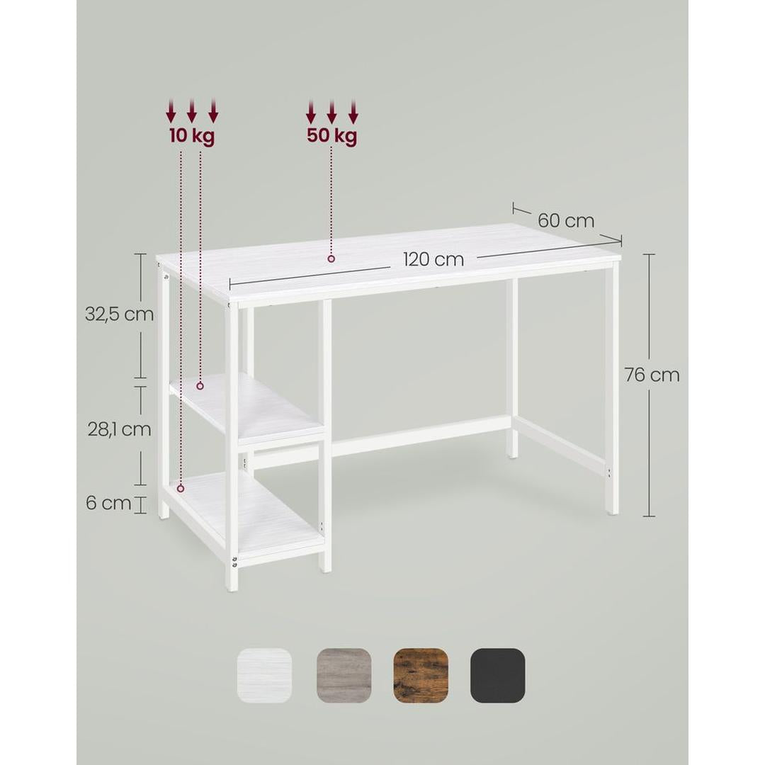 Modern Bureau met 2 Opbergplanken – Strak Werkblad voor Thuiswerk, Studie of Kantoor