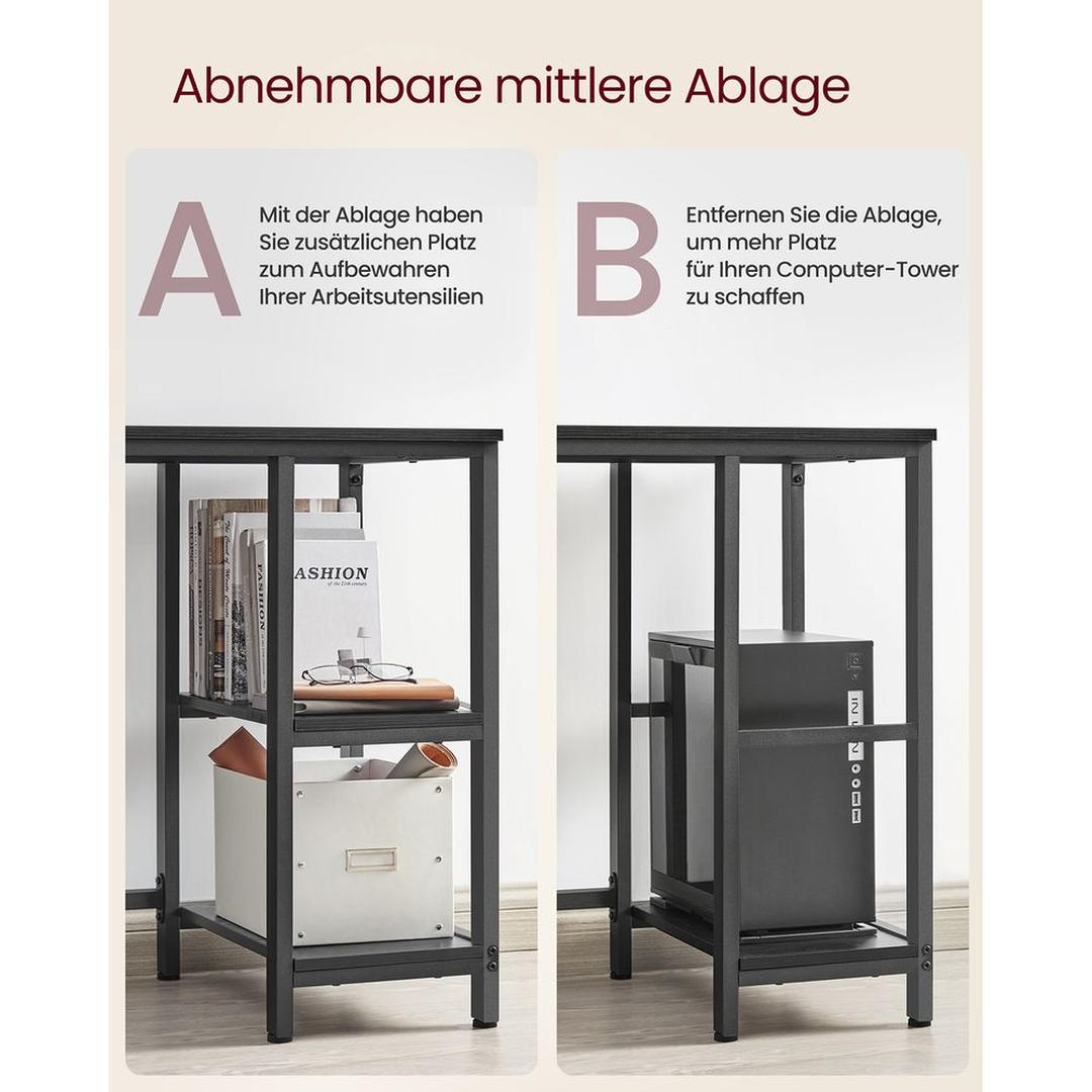 L-vormig Bureau met 2 Opbergplanken en Houtlook Werkblad – Ruim Hoekbureau voor Kantoor en Thuiswerkplek
