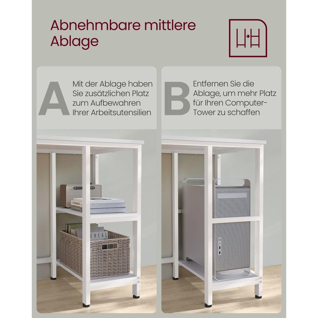 L-vormig Bureau met 2 Opbergplanken en Houtlook Werkblad – Ruim Hoekbureau voor Kantoor en Thuiswerkplek