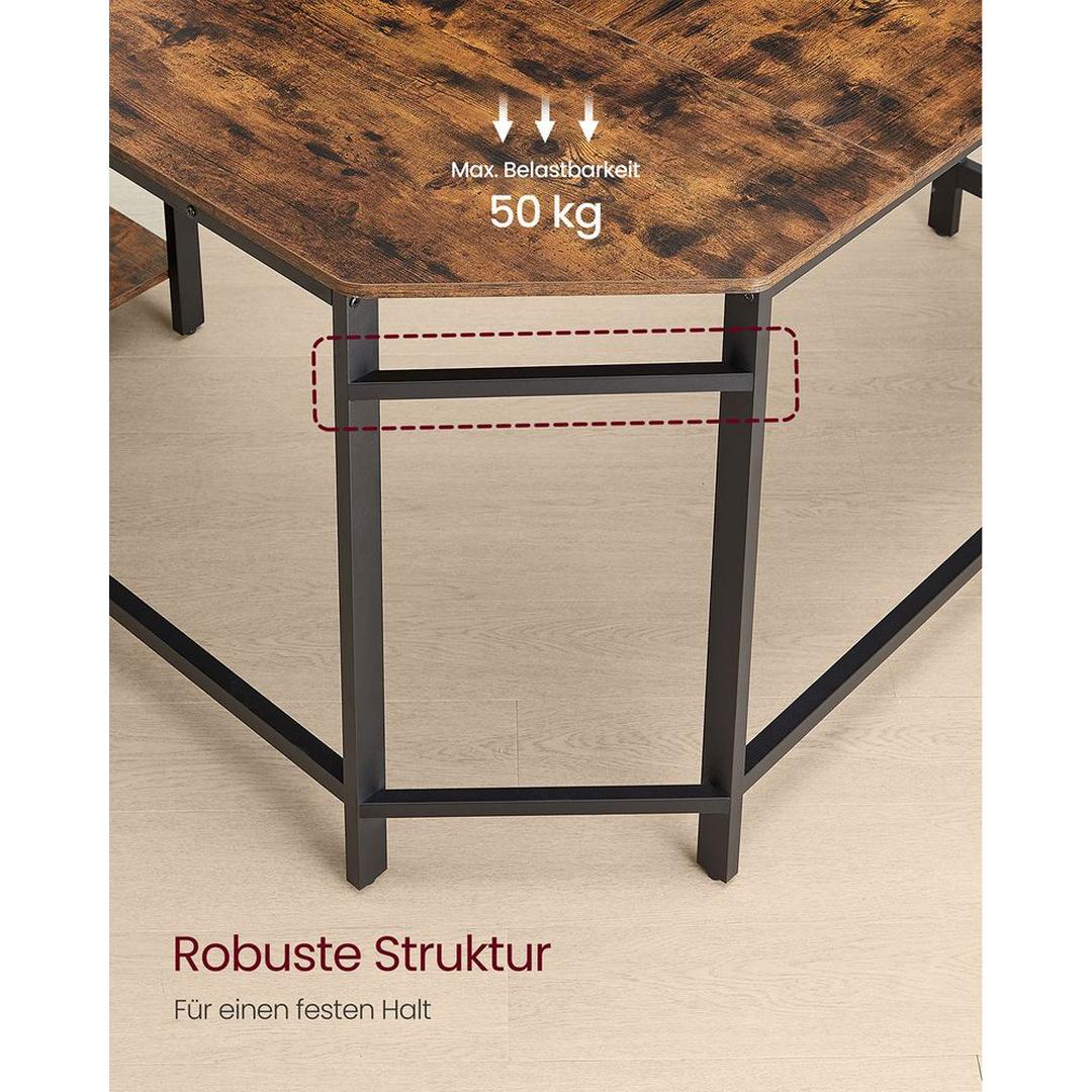 L-vormig Bureau met 2 Opbergplanken en Houtlook Werkblad – Ruim Hoekbureau voor Kantoor en Thuiswerkplek