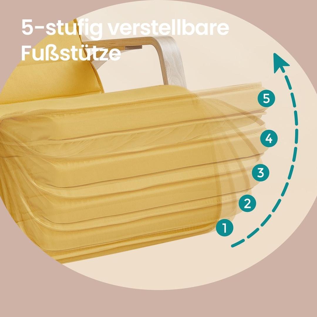 Schommelstoel met 5-standen Verstelbare Voetensteun en Armleuningen – Comfortabele Relaxstoel voor Woonkamer of Leeshoek