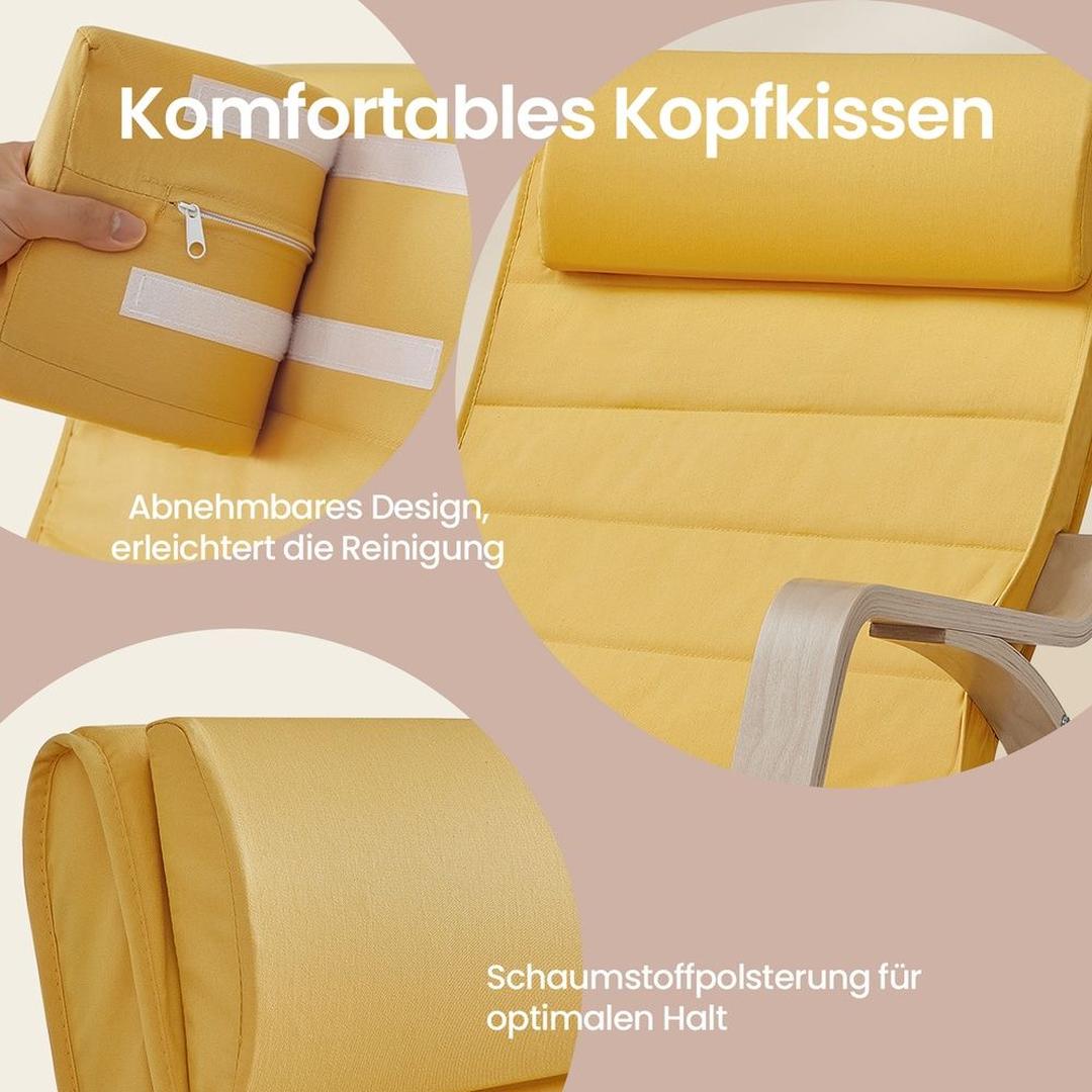 Schommelstoel met 5-standen Verstelbare Voetensteun en Armleuningen – Comfortabele Relaxstoel voor Woonkamer of Leeshoek