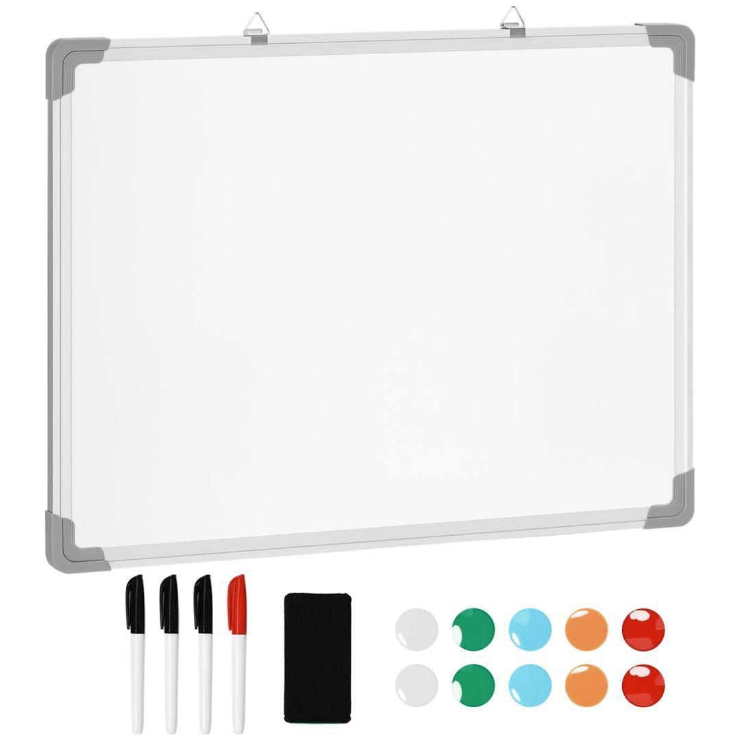 Whiteboard op standaard – magnetisch, draaibaar en verrijdbaar, inclusief markers en wisser, 120 × 90 cm