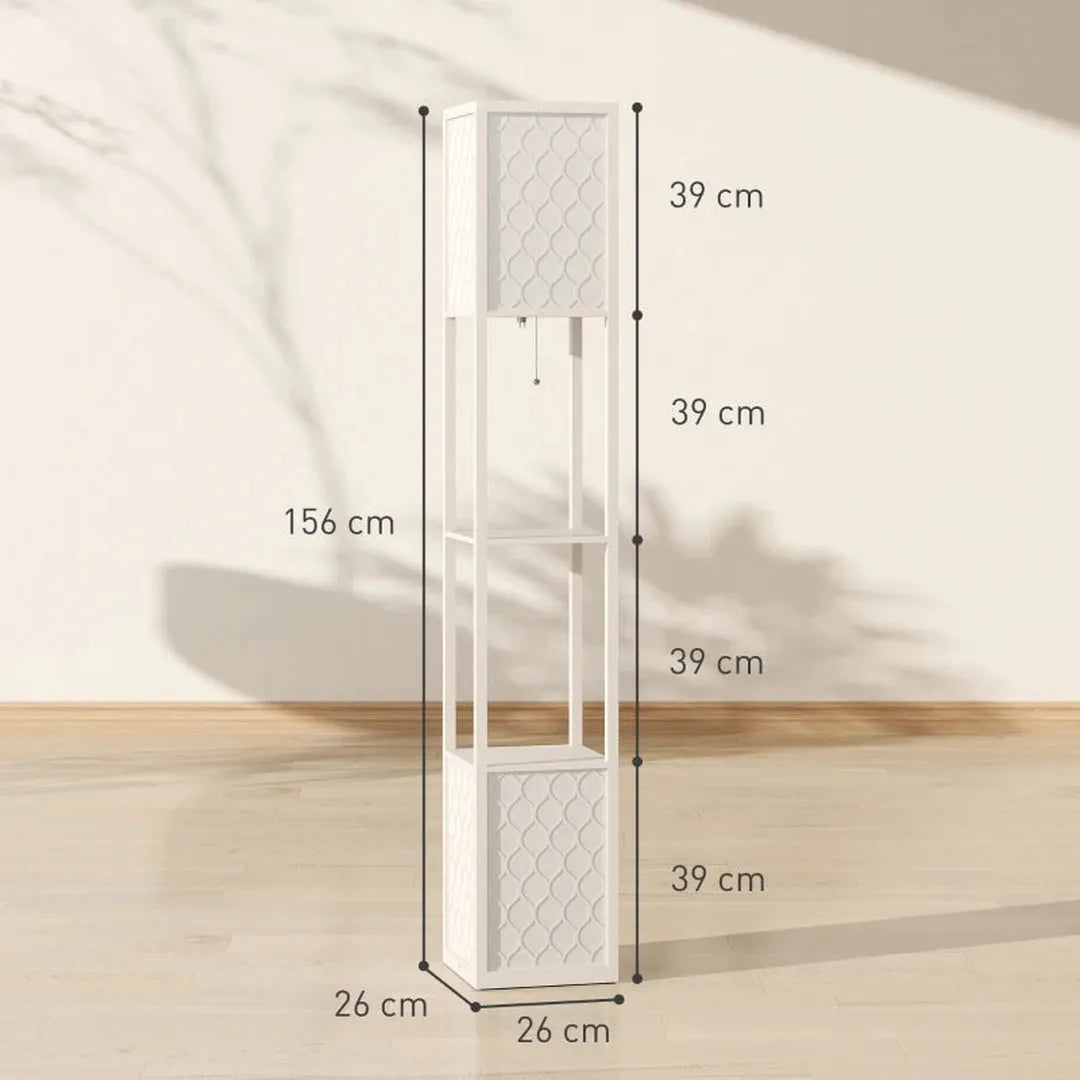 Staande lamp met 2 planken – modern design – trekschakelaar – 26 x 26 x 156 cm