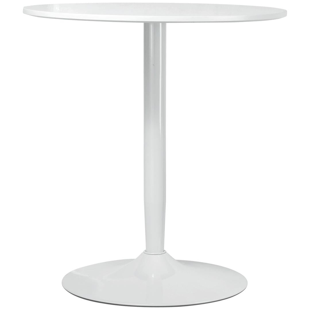 Eettafel voor 2 Personen – Rond Tafelblad Ø80 cm van MDF en Staal, Antislip, Wit, 75 cm Hoog