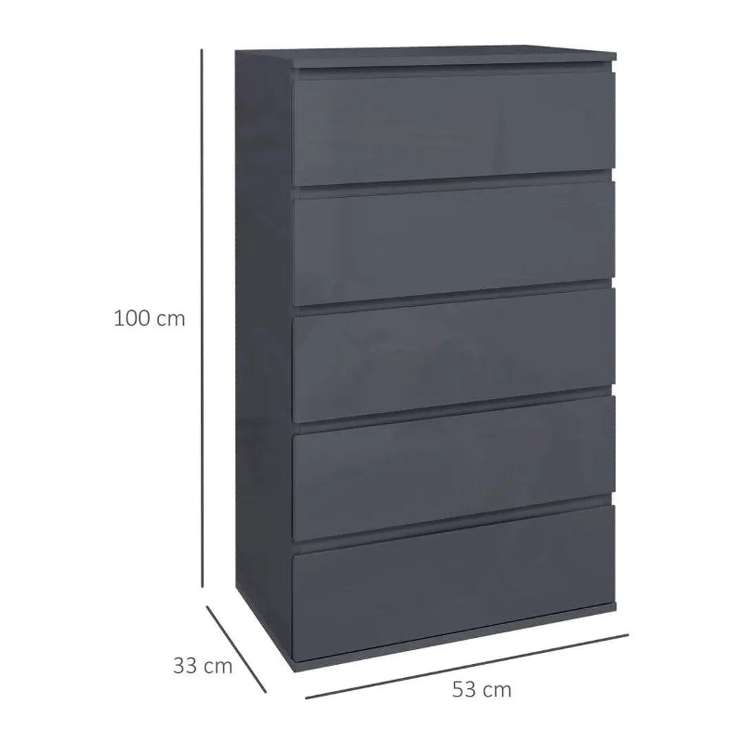 Ladekast met 5 Lades – Opbergkast van Hout – 55 × 34 × 100 cm – Wit