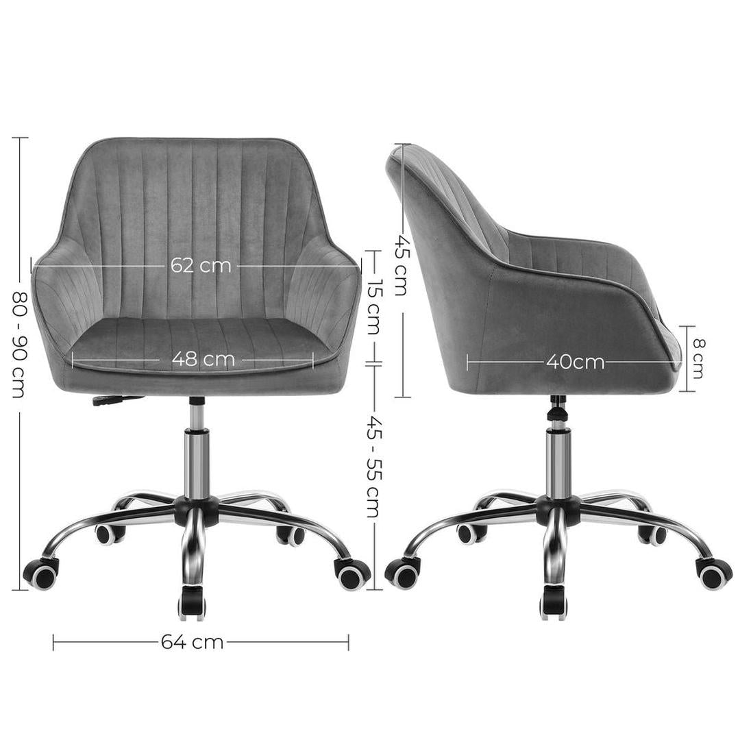 In Hoogte Verstelbare Bureaustoel met Fluwelen Bekleding – Comfortabele Stoel voor Thuiswerk en Kantoor