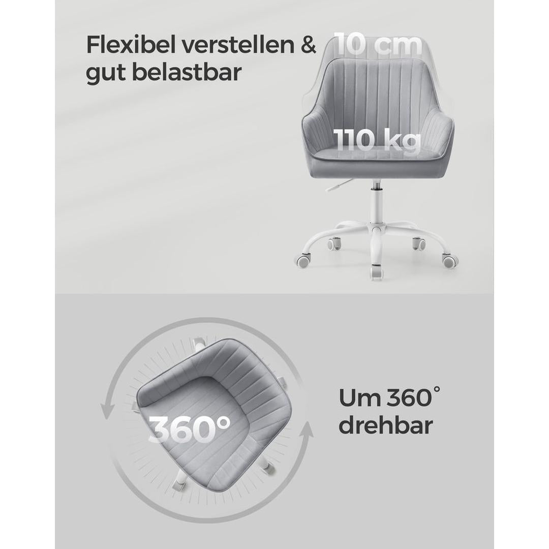 In Hoogte Verstelbare Bureaustoel met Fluwelen Bekleding – Comfortabele Stoel voor Thuiswerk en Kantoor