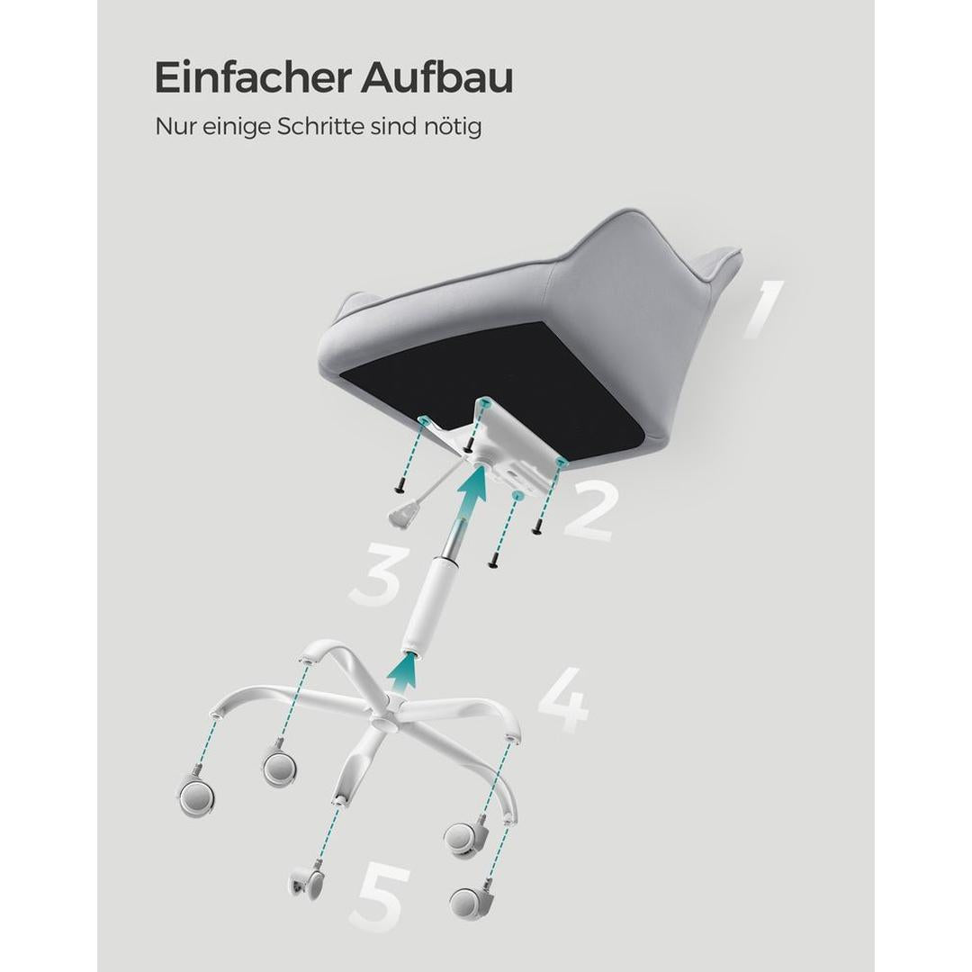 In Hoogte Verstelbare Bureaustoel met Fluwelen Bekleding – Comfortabele Stoel voor Thuiswerk en Kantoor