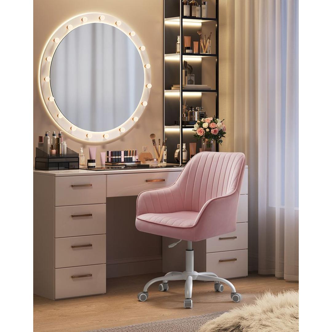 In Hoogte Verstelbare Bureaustoel met Fluwelen Bekleding – Comfortabele Stoel voor Thuiswerk en Kantoor