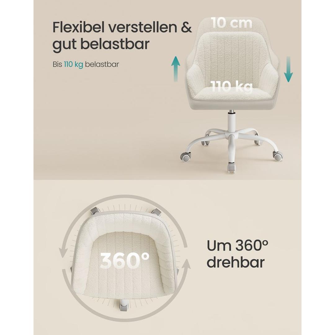 In Hoogte Verstelbare Bureaustoel met Fluwelen Bekleding – Comfortabele Stoel voor Thuiswerk en Kantoor