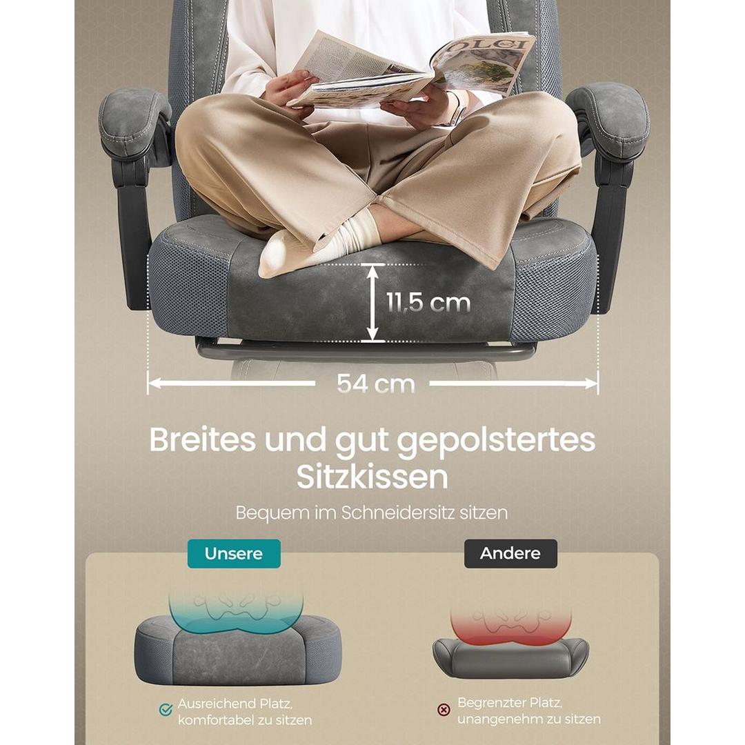 Verstelbare Game Stoel met Uittrekbare Voetsteun – Ergonomisch Ontwerp – Kantelbare Rugleuning – Extra Dikke Zitting