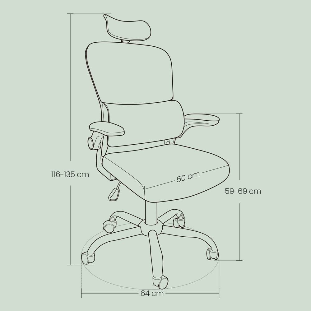 Ergonomische Bureaustoel met Netbespanning en Opklapbare Armleuningen – Comfortabele Werkstoel voor Thuis en Kantoor
