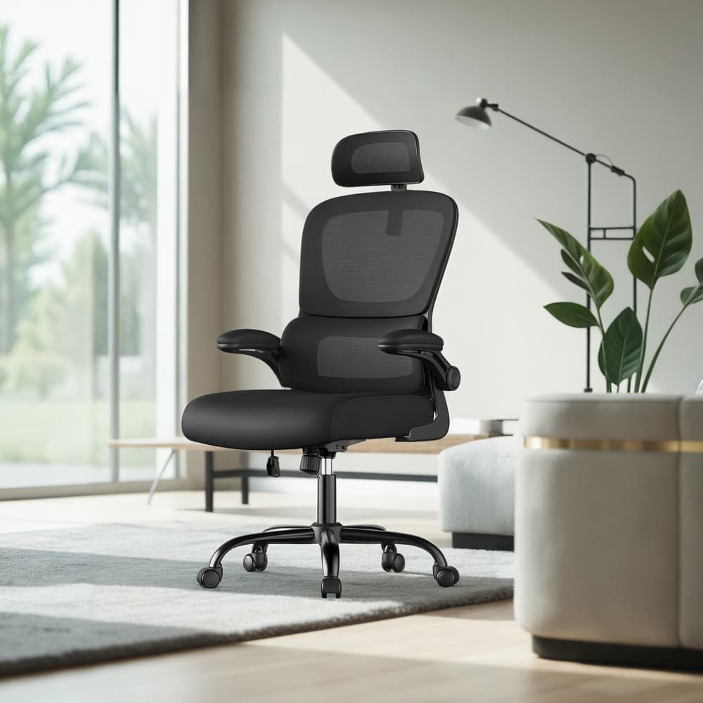 Ergonomische Bureaustoel met Netbespanning en Opklapbare Armleuningen – Comfortabele Werkstoel voor Thuis en Kantoor