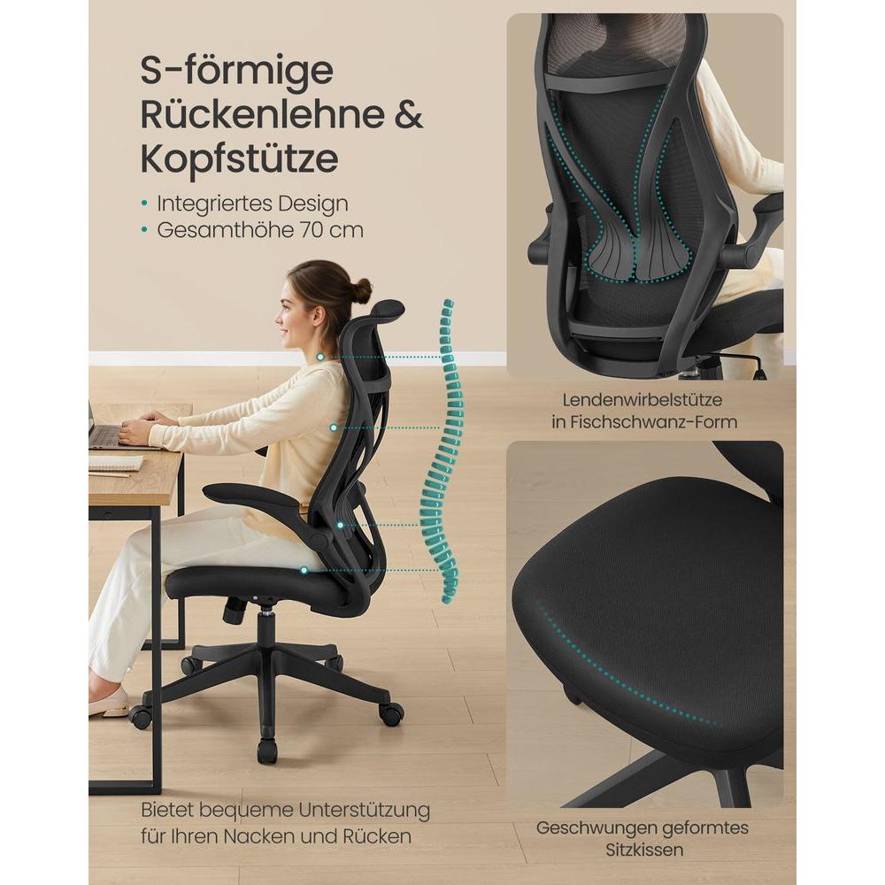 Bureaustoel met Rugleuning en Armleuningen – Comfortabele Werkstoel voor Thuis en Kantoor