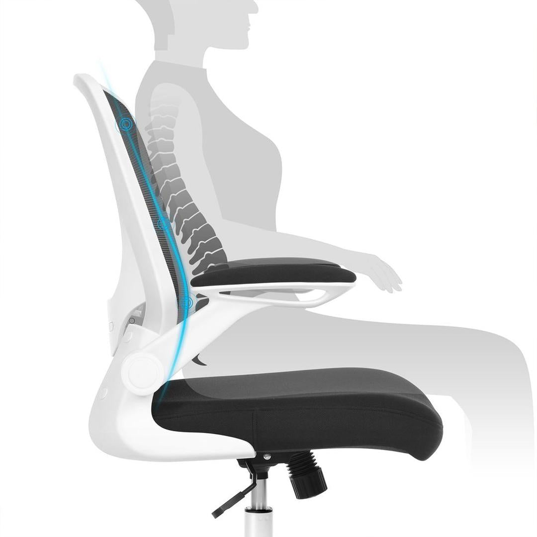 Bureaustoel met Opklapbare Armleuningen – Ergonomisch Zitcomfort – In Hoogte Verstelbaar voor Werkplek en Thuis