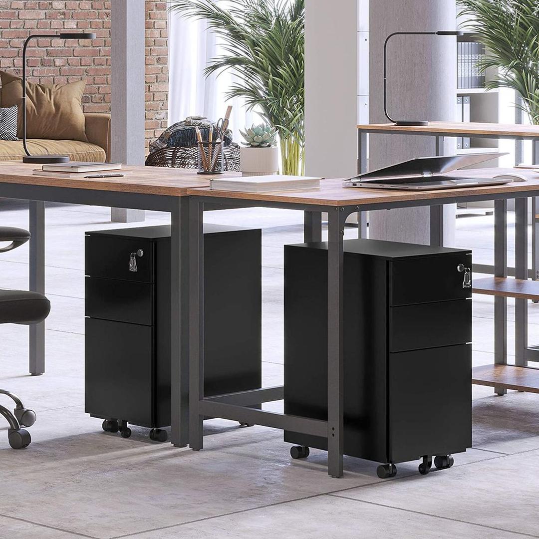 Verrijdbare Ladecontainer met 3 Lades – Zwarte of witte Opbergunit op Wielen voor Kantoor of Thuis