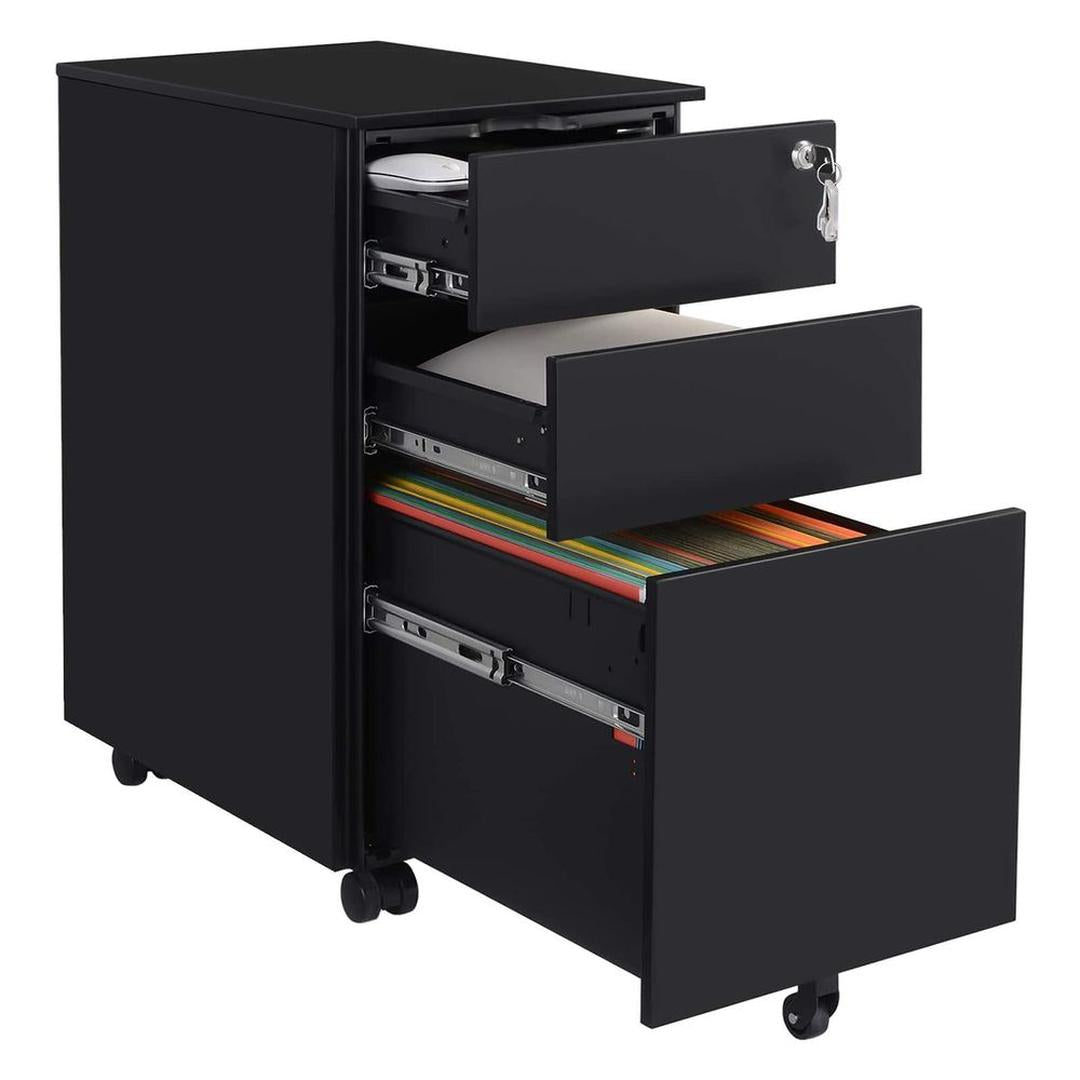 Verrijdbare Ladecontainer met 3 Lades – Zwarte of witte Opbergunit op Wielen voor Kantoor of Thuis