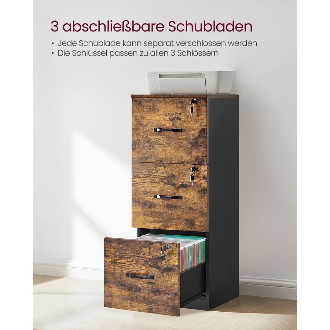 Afsluitbare Archiefkast met 3 Lades – Veilige Opbergoplossing voor Kantoor en Thuiswerkplek