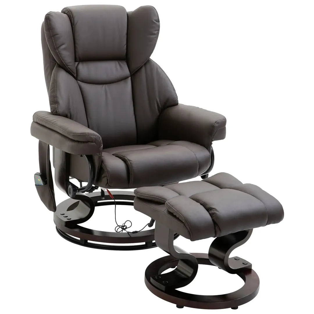 Relaxfauteuil met Massagefunctie en Voetenbank – Kunstleer Zwart – Verstelbaar 79 × 82 × 101 cm