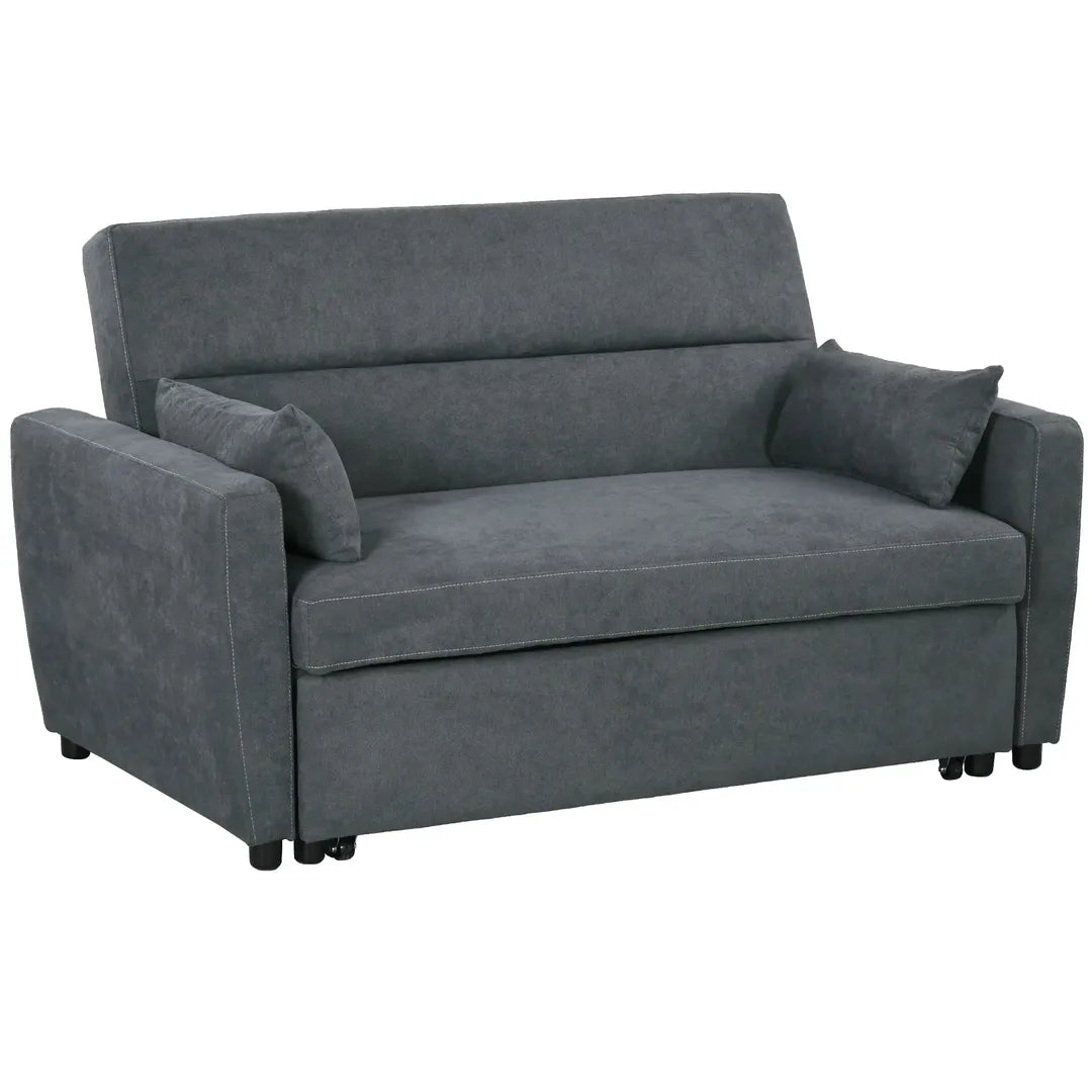 Slaapbank 2-Zits – Uitklapbaar – Houtframe – Donkergrijs – 155 × 90 × 88,5 cm – Max. 200 kg