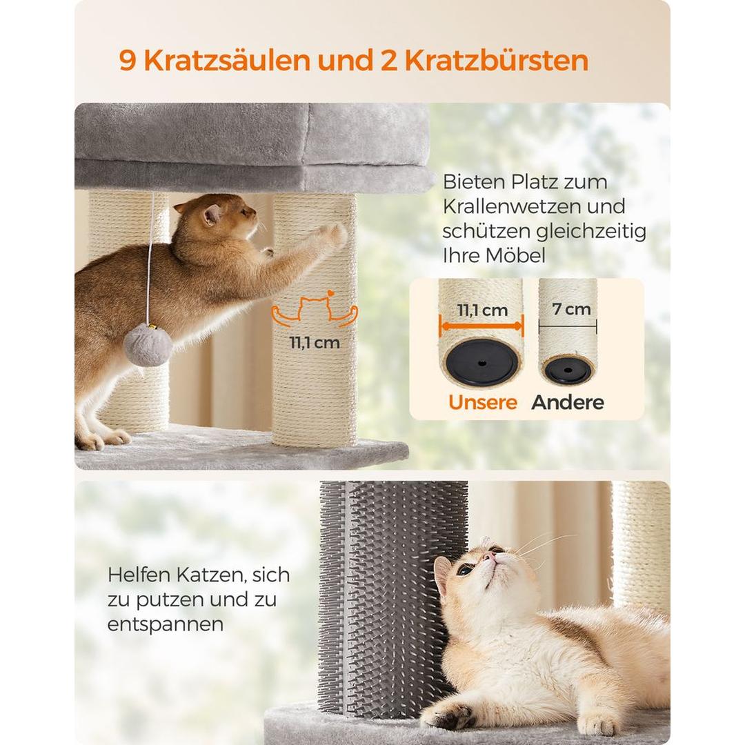 Krabpaal 160 cm met Platforms – 50 × 50 cm – Crème-Beige Klim- en Speelmeubel voor Katten