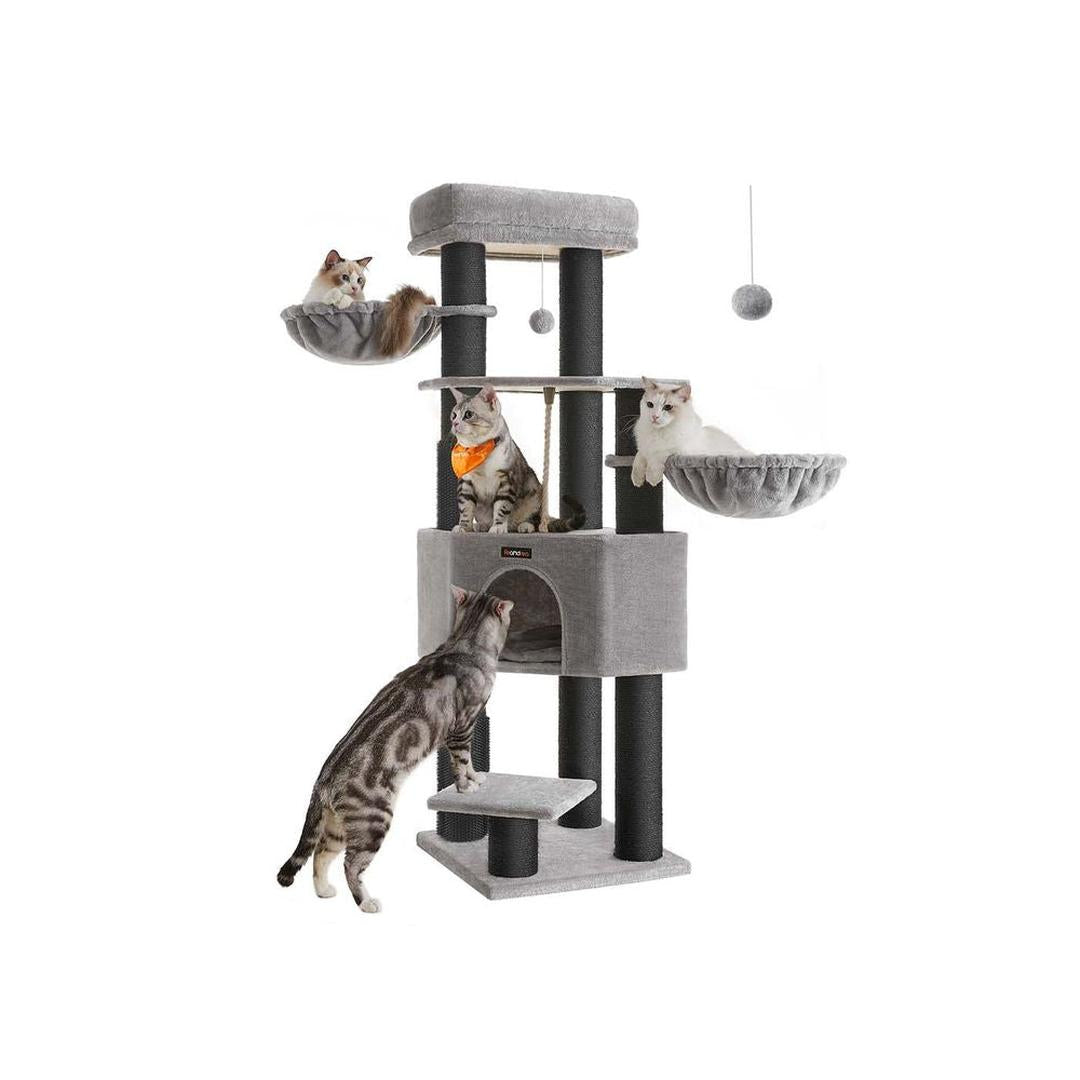 Zelfverwarmende Krabpaal voor Katten – Krabmeubel met 9 Sisalstammen, Massageborstels en Stabiele Basis