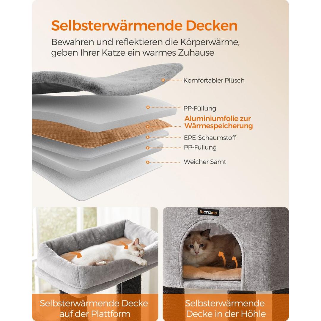 Krabpaal 160 cm met Platforms – 50 × 50 cm – Crème-Beige Klim- en Speelmeubel voor Katten