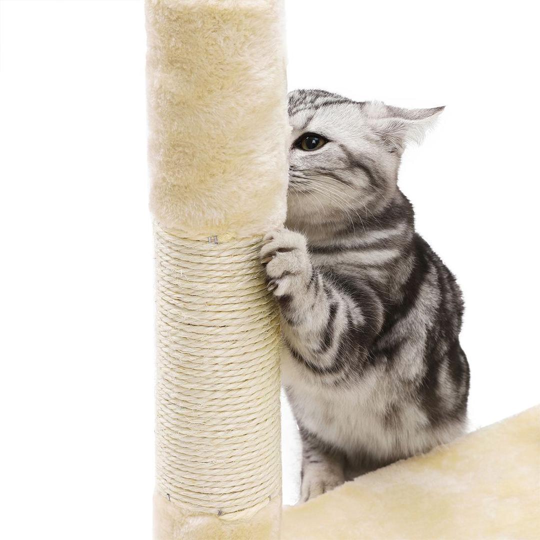 Krabpaal 138 cm met Ligmand – Klim- en Speelmeubel voor Katten met Meerdere Niveaus