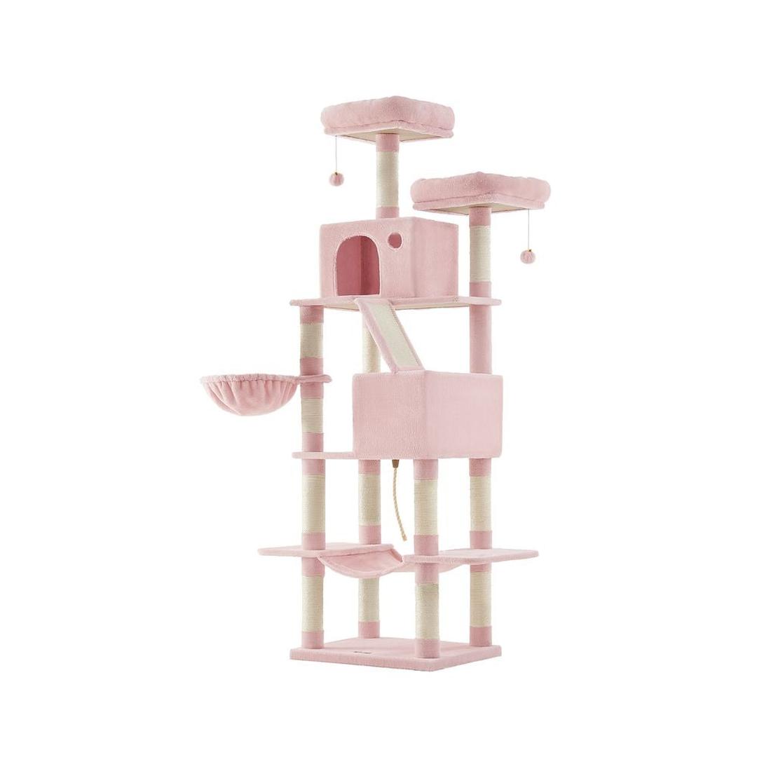 XXL Krabpaal 206 cm Hoog – Kattenkrabpaal met Meerdere Plateaus, Sisal Krabzuilen en Hangmat
