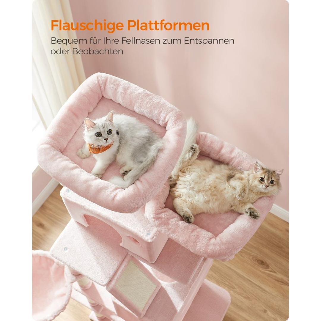 XXL Krabpaal 206 cm Hoog – Kattenkrabpaal met Meerdere Plateaus, Sisal Krabzuilen en Hangmat