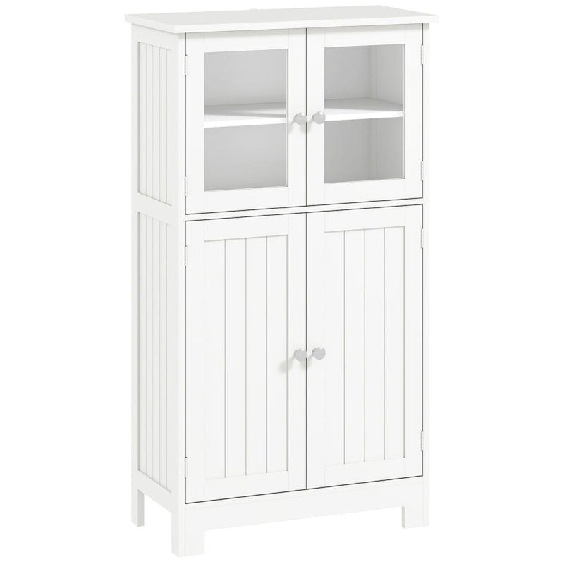 Bamboe badkamerkast met lamellen deuren – 2 planken en 1 kast – natuurlijk – 50 x 29 x 92 cm