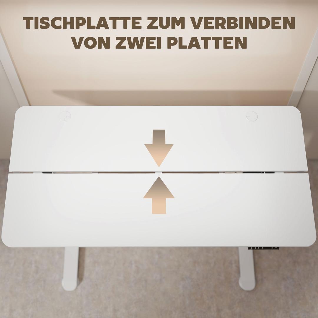 In hoogte verstelbaar sta-bureau – elektrisch computertafel met geheugenfunctie, 140 × 70 × 72–116 cm, wit