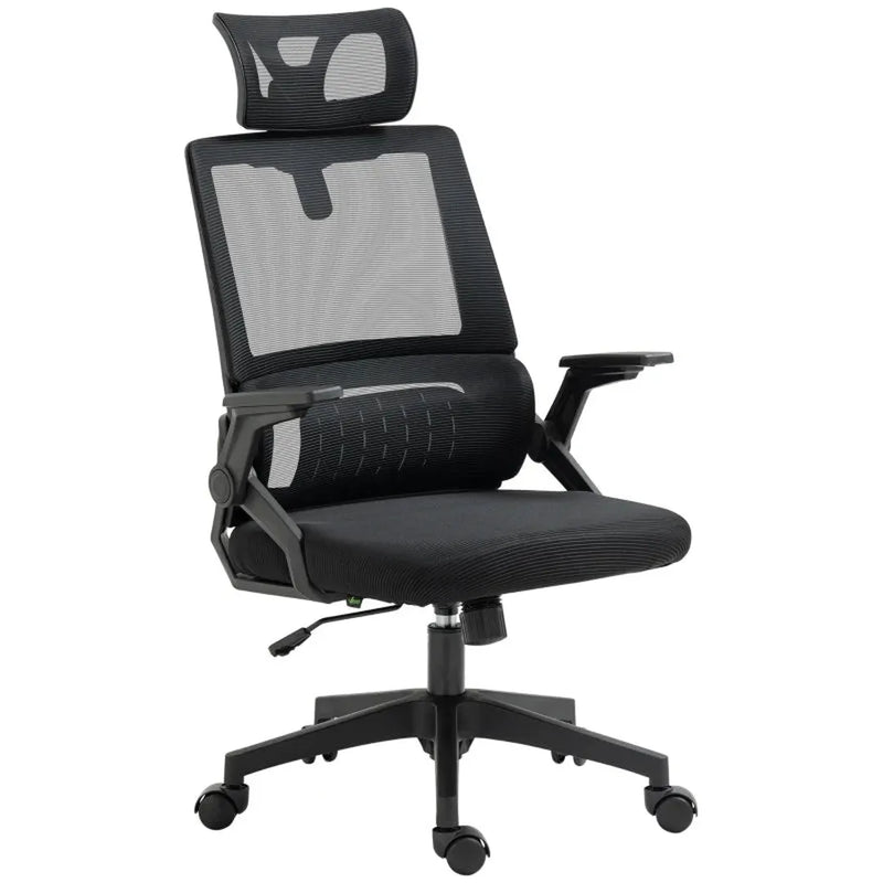 Bureaustoel verstelbaar in hoogte – met hoofdsteun – 60 x 61 x 121,5 cm – zwart