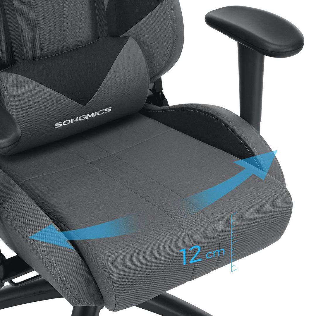 Grijze Gamestoel met Lendenkussen – Ergonomische Bureaustoel met Verstelbare Zithoogte