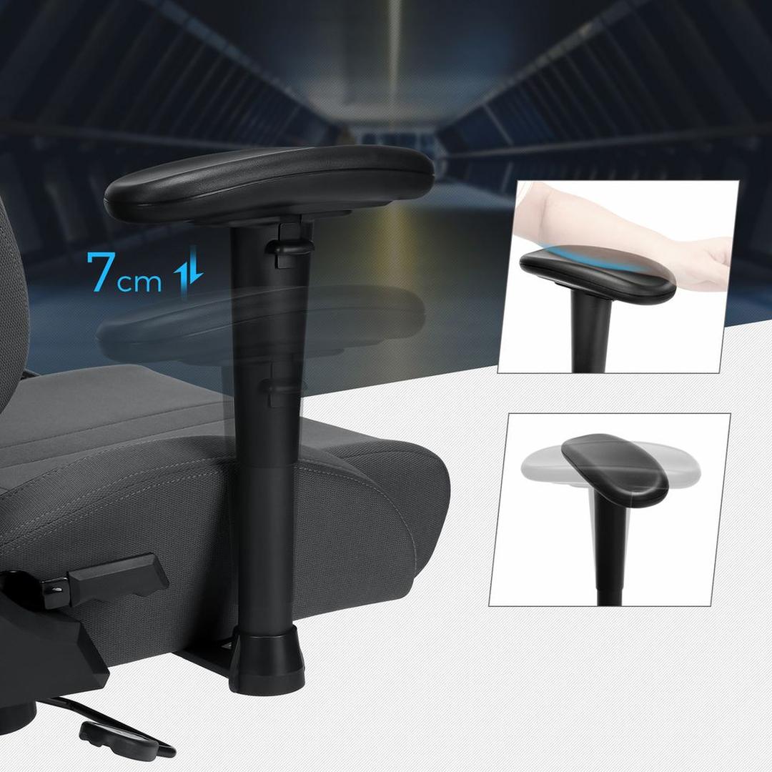 Grijze Gamestoel met Lendenkussen – Ergonomische Bureaustoel met Verstelbare Zithoogte